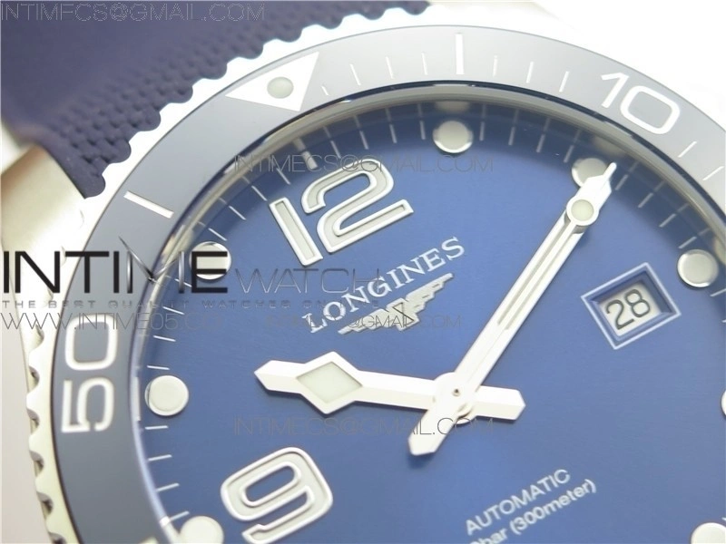 Conquest L3.840.4.56.6 Real Ceramic Bezel SS ZF 1:1 Best Edition Blue dial On Rubber Strap A2824